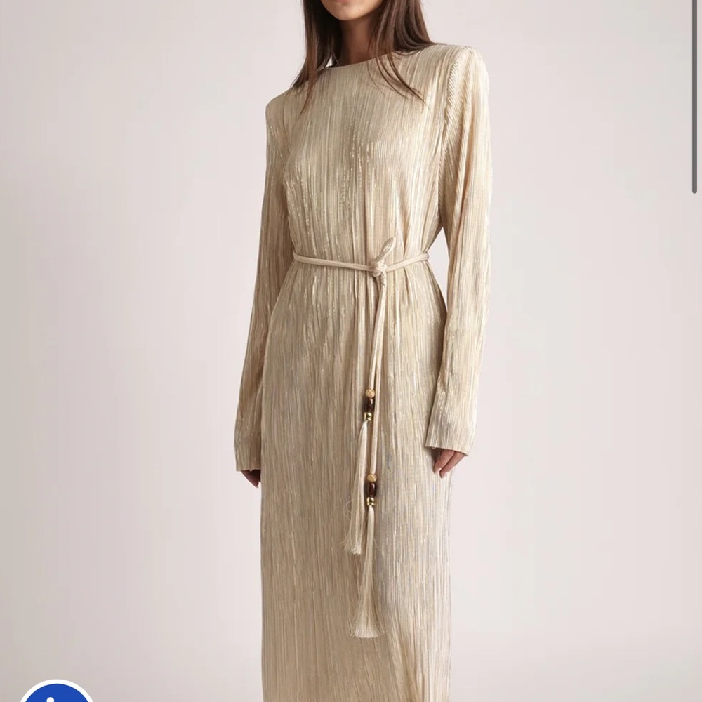Sabina Musayev Gold Long Sleeve Dress
